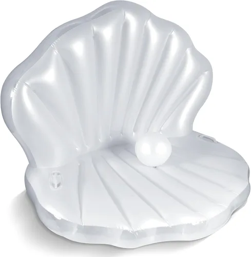 Miniatura 7 de Flotador de Piscina Inflable de Concha Marina Engrosado de 52", Silla de Balsa Flotante Gigante para Piscina con Bolas de Perlas, para Fiestas