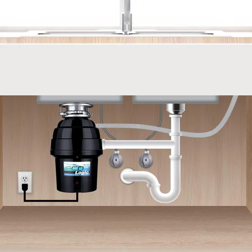 Miniatura 7 de Eco Logic EL-9-DS-BN 9 Deluxe Designer Series - Eliminador de residuos de alimentos con brida de fregadero de níquel cepillado, 3/4 HP Brida