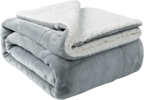 Miniatura 15 de NANPIPER Manta Sherpa para bebé, cálida manta de forro polar suave para recién nacido para invierno (gris claro, 30 x 40 pulgadas)