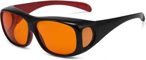Miniatura 7 de Eyekepper Reducción de Luz Azul al 100%, Gafas de Computadora de Bloqueo Anti-Azul Fitover con Lente Extra Ámbar 1804-negro-100% bloqueo de luz azul