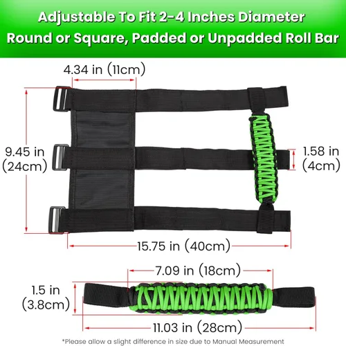 Miniatura 6 de 4 asas de agarre de barra enrollable para Jeep Wrangler JK JKU JL JLU TJ YJ Sports Sahara Freedom Rubicon Unlimited Gladiator JT 1955-2023 UTV ATV