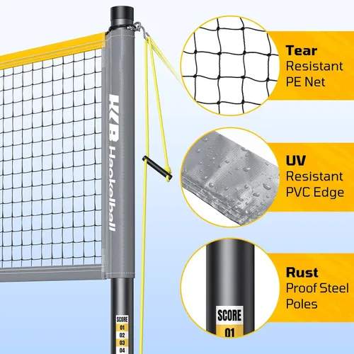Miniatura 4 de Haokelball Outdoor Badminton Net Set with Anti-Sag Winch System - 20ft Badminton Net, 4 Rackets, 3 Shuttlecocks & Carry Bag, Badminton Set for