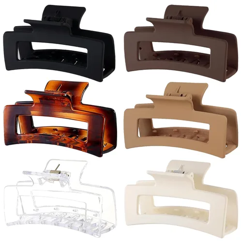 Sisiaipu Pinzas para el Cabello, Pinzas Medianas de 3.5 Pulgadas, Paquete de 6 para Mujeres y Niñas - Accesorios para el Cabello Color Ámbar