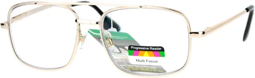 Miniatura 2 de SA106 Gafas de lectura progresivas con marco metálico rectangular Multi 3 Focus Oro