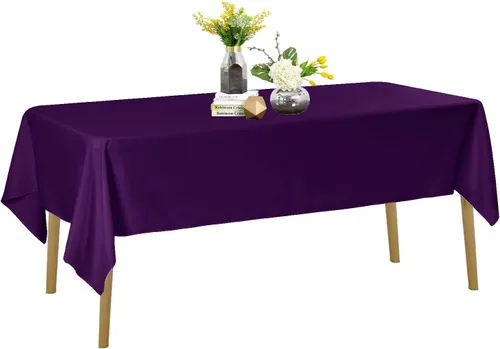 Miniatura 26 de Mantel de poliéster lavable de 90 pulgadas, resistente a las manchas y a las arrugas, mantel decorativo para mesa de comedor, fiestas de bufé y Negro