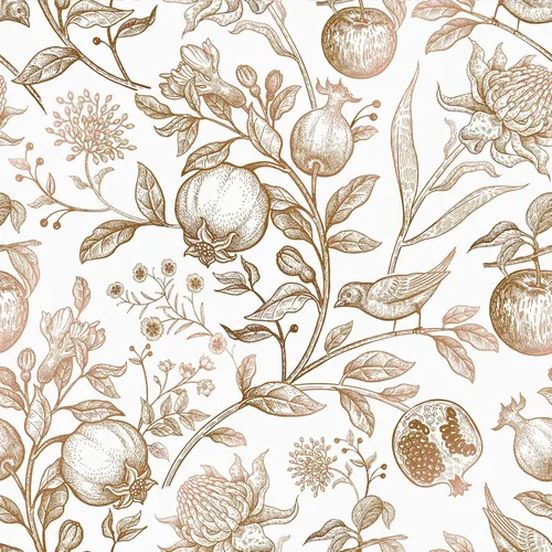 VEELIKE Gold Birds - Papel tapiz de vinilo floral, autoadhesivo, extraíble, apto para inquilinos, 17.7 x 354 pulgadas