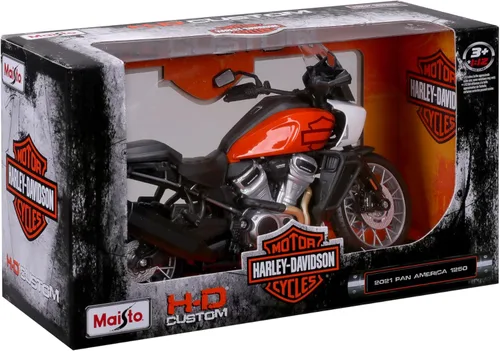 Miniatura 6 de Maisto 1:12 H-D 2021 Pan America, Naranja/Negro/Blanco