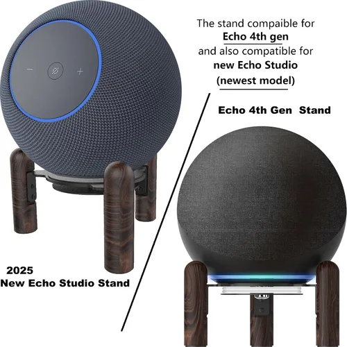 Miniatura 2 de Soporte de montaje de escritorio para el nuevo Echo Studio 2025, Echo 4ª generación y otros altavoces adecuados. Madera de nogal negro.