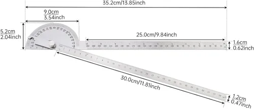 Miniatura 8 de ChgImposs Buscador de ángulo de 0 a 180 grados, cabeza redonda de acero inoxidable, transportador giratorio de escala de ángulo ajustable, ángulo