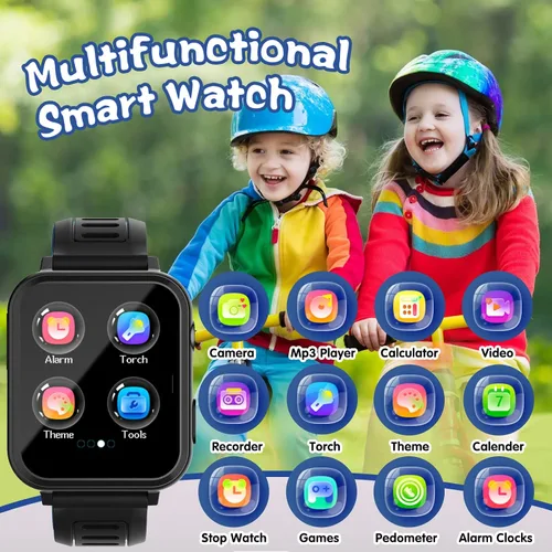 Miniatura 2 de Sedzofan Reloj inteligente para niños con 24 juegos de rompecabezas, pantalla táctil HD, cámara, reproductor de música, podómetro, despertador