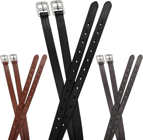 Cueros de estribo de cuero suave con herrajes de acero inoxidable, estos cueros de 1 pulgada de ancho vienen con una garantía de un año. - Par
