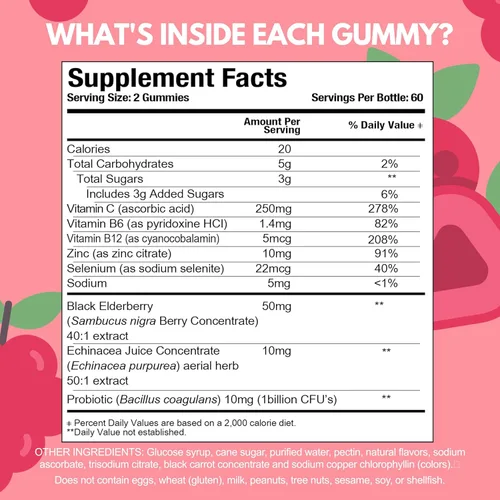 Miniatura 3 de Viteey Gomitas multivitamínicas para niños con probióticos, 8-1 vitaminas para niños para apoyo a la salud inmunológica con vitamina C, D3, B12, B6