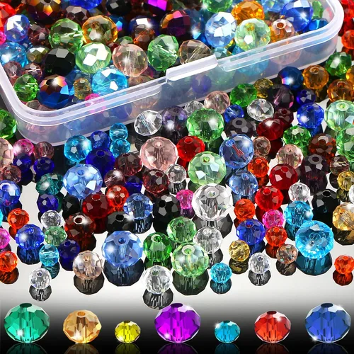 560 cuentas de cristal facetadas Rondelle, en caja, cuentas espaciadoras para manualidades de bricolaje, 0.236/0.315 pulgadas (colorido)