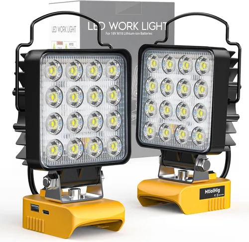 Miniatura 10 de MtiolHig Luz de trabajo LED inalámbrica compatible con batería Dewalt de 20 V, 112 W, 11200 lúmenes, herramienta de luz de trabajo debajo del capó