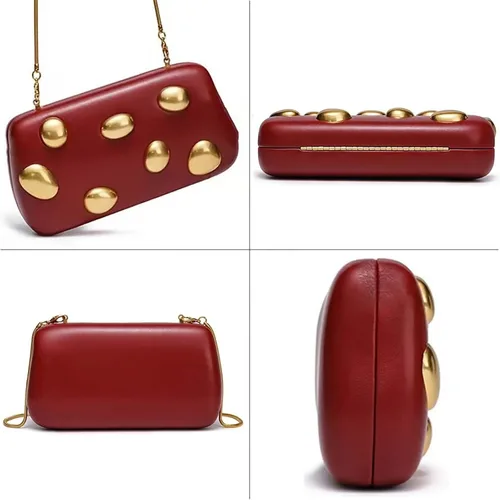 Miniatura 5 de Bolso de mano de piel sintética desmontable con cadena cruzada, bolso de noche, bolso de mano para mujer, formal, boda, fiesta, baile de graduación