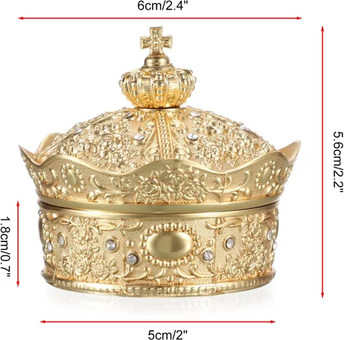 Miniatura 3 de Hipiwe Joyero antiguo con diseño de corona del tesoro, caja de almacenamiento para recuerdos, regalo para mujeres