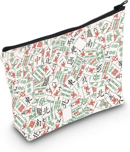 WZMPA Mahjong Luck Cosmetic Bag Mahjong inspirado regalo Mahjong cremallera bolsa bolsa mahjong mercancía, Mahjong, Ajuste