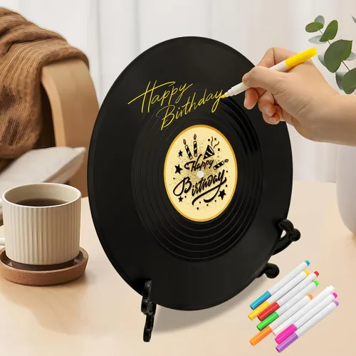 Miniatura 4 de Disco de vinilo Decoraciones de feliz cumpleaños Libro de invitados alternativos, decoración de feliz cumpleaños, suministros de fiesta, regalos