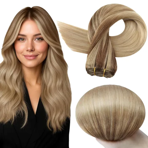 Miniatura 67 de Full Shine Extensiones de cabello humano, 18 pulgadas, mechones de trama, color #2 castaño oscuro, 3.5 onzas, cabello Remy para coser, doble trama