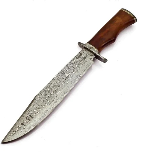 Miniatura 3 de BK-3035 Cuchillos de caza hechos a mano de acero de Damasco de 15 pulgadas - Mango de madera de rosa.