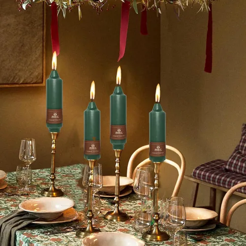 Miniatura 7 de Candelabros cortos de 5 pulgadas con velas cónicas verde oscuro, 4 piezas para cena, hogar, boda, fiesta, decoración