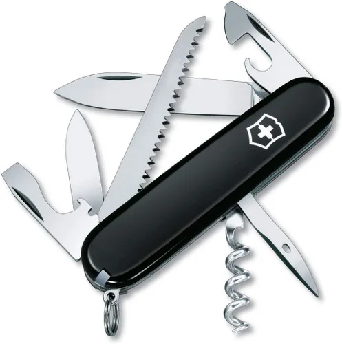 Victorinox Camper - Cuchillo suizo del ejército, 13 funciones, navaja de bolsillo de fabricación suiza con hoja grande, destornillador, pinzas y