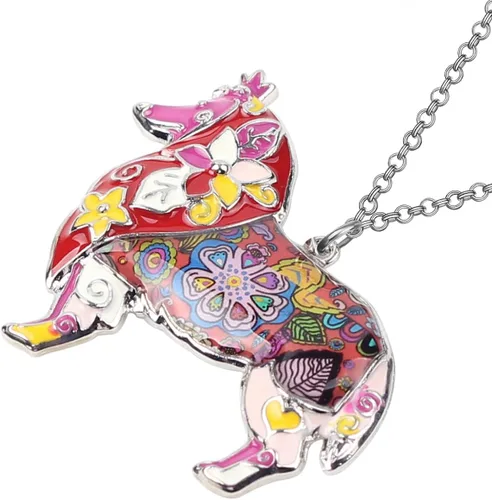 Miniatura 3 de Bonsny - Collar de aleación esmaltada con diseño de corazón