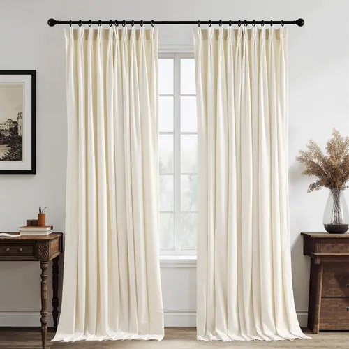 Miniatura 15 de RYB HOME Cortinas plegadas en pinza beige, cortinas suaves con aislamiento térmico y reducción de ruido para bloquear la luz para sala de estar