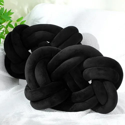 Sintuff Juego de 2 Almohadas Decorativas de Terciopelo con Nudo Tipo Pelota de 14 x 16 Pulgadas, Suaves, Anudadas para Navidad, Acción de Gracias,
