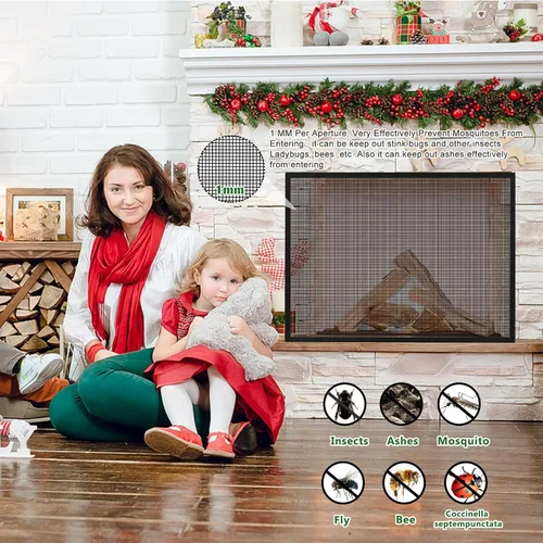 Miniatura 6 de Pantalla de Chimenea Malla Segura Puerta de Malla Pantalla a Prueba de Niños Barrera Protectora de Chimenea Existente Red Protectora Cubierta