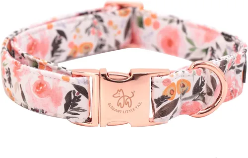 Miniatura 37 de Elegant Little Tail - Collar para perro de otoño, collar floral naranja duradero para perros medianos, ajustable para mascotas macho o hembra
