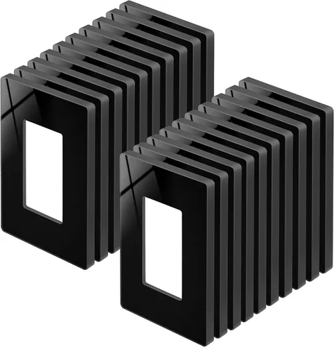 Miniatura 23 de BESTTEN Placa de pared sin tornillos de 5 segmentos, cubierta de enchufe decorador, placa decorativa para interruptor, serie blanca nieve brillante