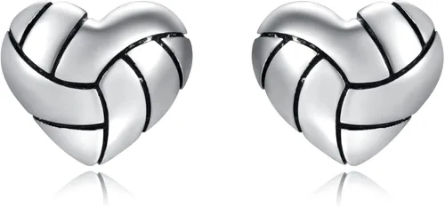 925 Sterling Silver Heart Volleyball Basketball Softball Baseball Stud Earrings Hypoallergenic Jewelry Gifts for Women Teen Girls Players
