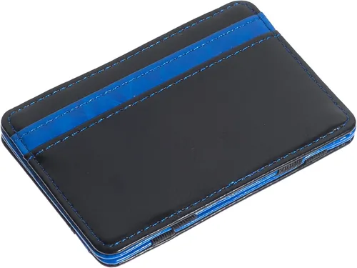 Miniatura 3 de Cartera delgada minimalista de cuero con clip mágico para hombre