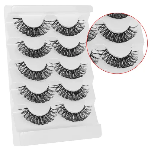Miniatura 5 de Pestañas de ojo de gato parecen extensiones de pestañas, pestañas de tira rusa con banda transparente, aspecto natural, pestañas delgadas, volumen