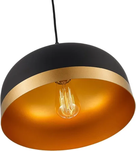 Miniatura 5 de Lámpara colgante de cocina negra y dorada, color negro mate, ajustable, 1 luz, mini candelabros de mediados de siglo, lámpara colgante de techo