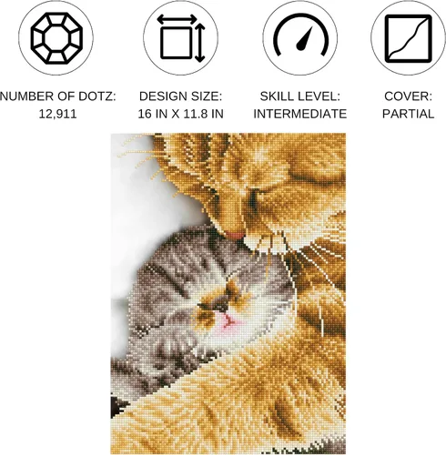 Miniatura 2 de DIAMOND DOTZ Tender Moment Cats - Kits de pintura de diamantes para adultos, kits de arte de diamantes, un kit de manualidades creativo relajante