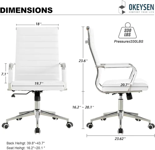 Miniatura 3 de Silla de escritorio de oficina blanca Okeysen, sillas de cuero ergonómicas modernas para sala de conferencias, silla giratoria ejecutiva de altura