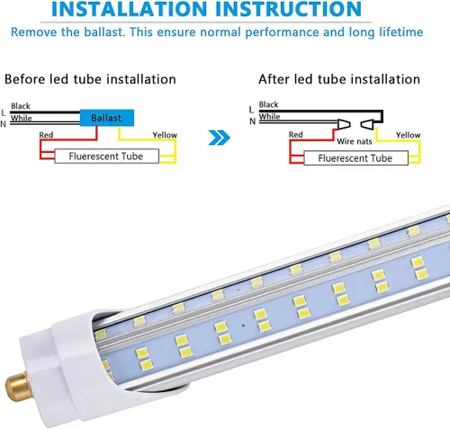 Miniatura 2 de 10 bombillas LED de 8 pies, luz diurna de 120 W, 19000 lm 5000 K, súper brillante, tubo de luces LED T8 T10 T12, luces LED FA8 de un solo pin