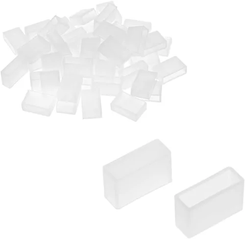 Miniatura 4 de uxcell 50pcs Silicona Plug Fit 3528 0.315 in de ancho LED Tubo Tira Luz Tapa Tapa Tapa Blanco