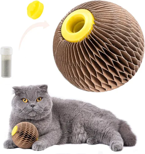 AREIIA Bola de Hierba Gatera para Gatos Bola Rellenable con Rascador Fiebre Felina Juguetes para Reducir la Obesidad y la Soledad CSB01BR