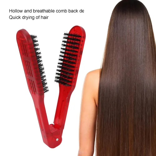 Miniatura 2 de Pinza para alisar el cabello, peine de doble cara para peinar el cabello rizado y ondulado, herramienta alisadora con cepillos dobles