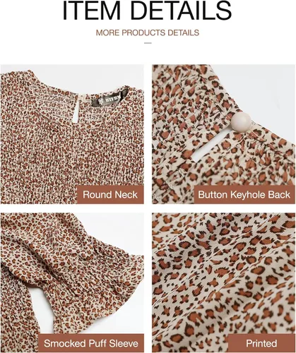 Miniatura 174 de BTFBM Vestidos para mujer, cuello redondo, casual, de verano, con volantes, manga corta, bohemio, con niveles, fruncido, largo, con estampado floral