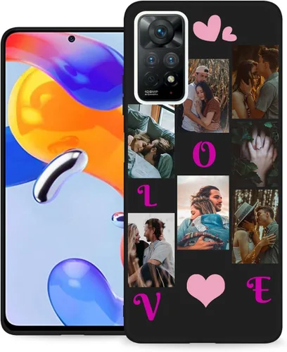 Miniatura 18 de Funda de teléfono personalizada para Redmi Note 11 Pro (5G) y Note 12 Pro 4G con nombre de collage de fotos múltiples, funda de silicona negra