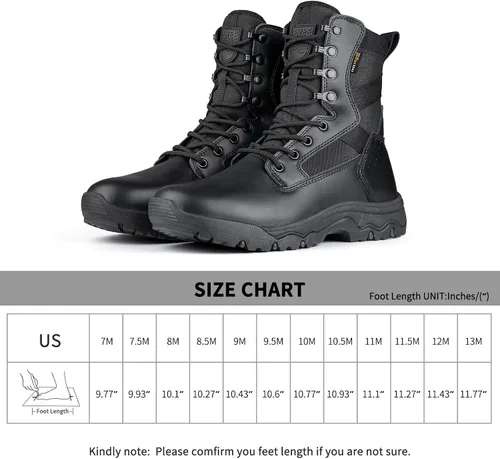 Miniatura 6 de FREE SOLDIER Botas tácticas para hombre de 8 pulgadas, ligeras, botas de combate duraderas, botas de trabajo militares de gamuza duradera, botas