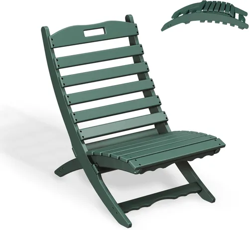 Miniatura 20 de GREENVINES Silla plegable Xavier Wave Sillas Adirondack portátiles Plástico HDPE Silla para fogata para todo tipo de clima Negro