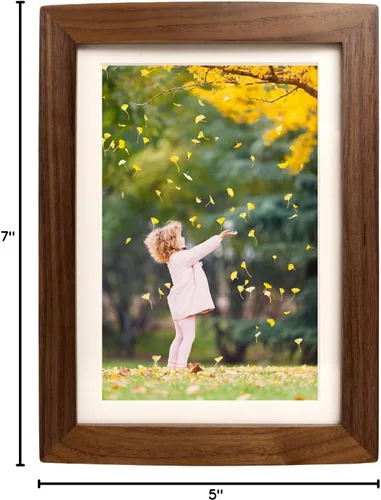 Miniatura 9 de Marcos de fotos de madera natural maciza con paspartú para pared, marco de fotos rústico de mesa, pantalla vertical u horizontal para pared, diseño