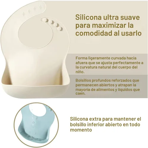Miniatura 7 de PandaEar Set of 3 Silicone Baby Bibs Waterproof, Soft, Unisex, 10-72 Months