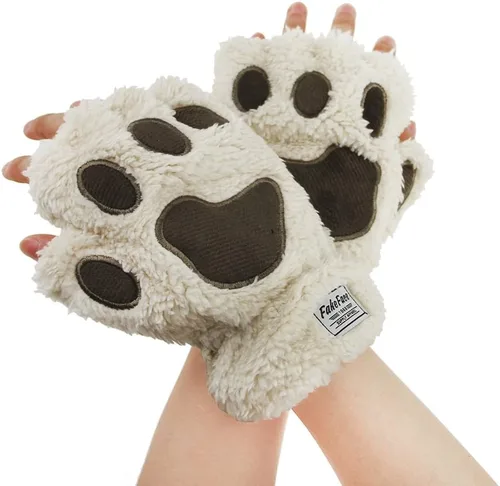Miniatura 19 de FakeFace Lindos guantes de felpa de piel sintética sin dedos para niñas y mujeres