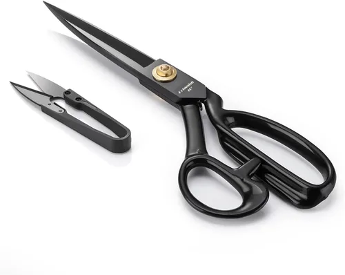 Tijeras de confección (10 pulgadas, negro) - Tijeras de costura de tela de modista - Tijeras de sastre para cortar tela, cuero PM-001-R10-B